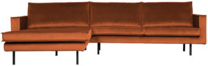 BePureHome Rodeo Chaise Longue Links Velvet Roest Rust Bank