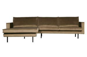 BePureHome Rodeo Chaise Longue Links Velvet Taupe Taupe Bank