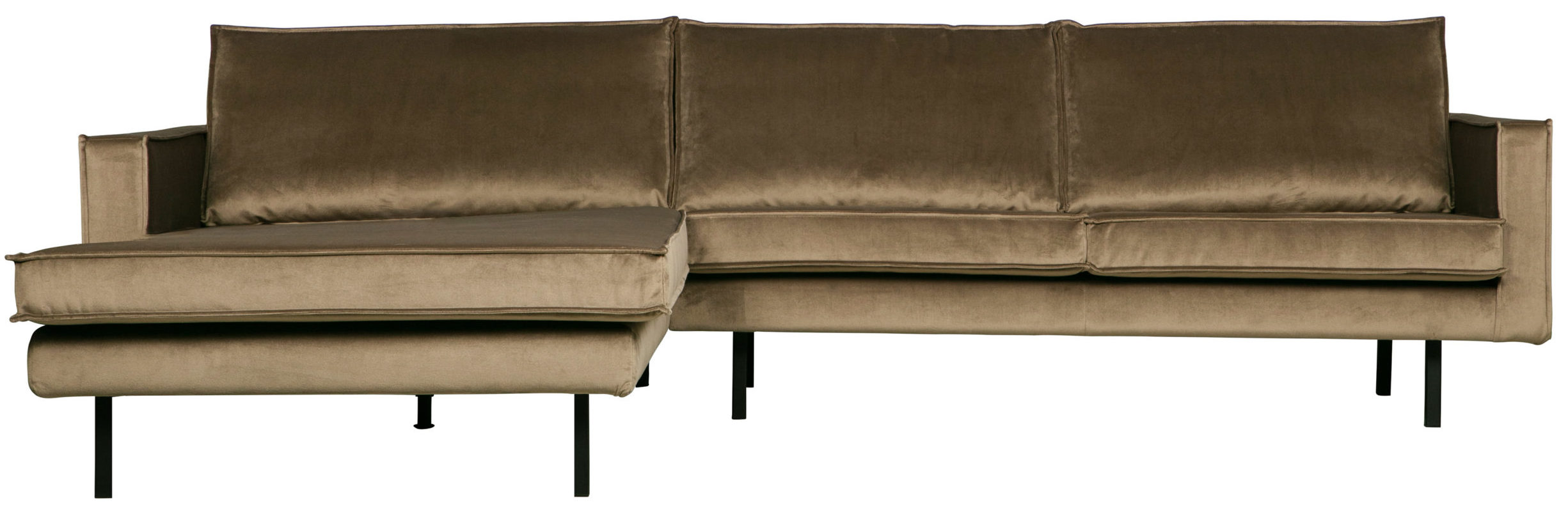 BePureHome Rodeo Velvet Met Chaise Longue Links Taupe