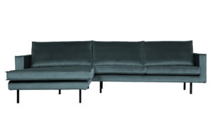 BePureHome Rodeo Chaise Longue Links Velvet Teal Teal Bank