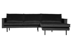 BePureHome Rodeo Chaise Longue Rechts Velvet Antraciet Anthracite Bank