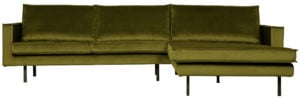 BePureHome Rodeo Chaise Longue Rechts Velvet Olive Olive green Bank