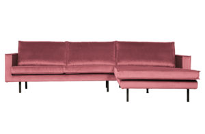 BePureHome Rodeo Chaise Longue Rechts Velvet Pink Pink Bank