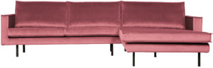 BePureHome Rodeo Chaise Longue Rechts Velvet Pink Pink Bank