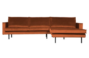 BePureHome Rodeo Chaise Longue Rechts Velvet Roest Rust Bank
