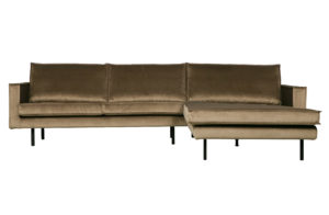 BePureHome Rodeo Chaise Longue Rechts Velvet Taupe Taupe Bank
