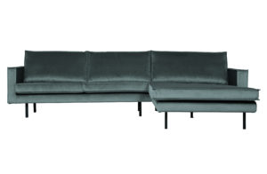 BePureHome Rodeo Chaise Longue Rechts Velvet Teal Teal Bank