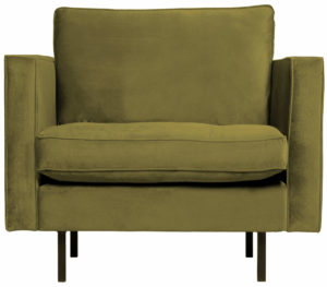 BePureHome Rodeo Classic Fauteuil Velvet Olive Olive green Bank