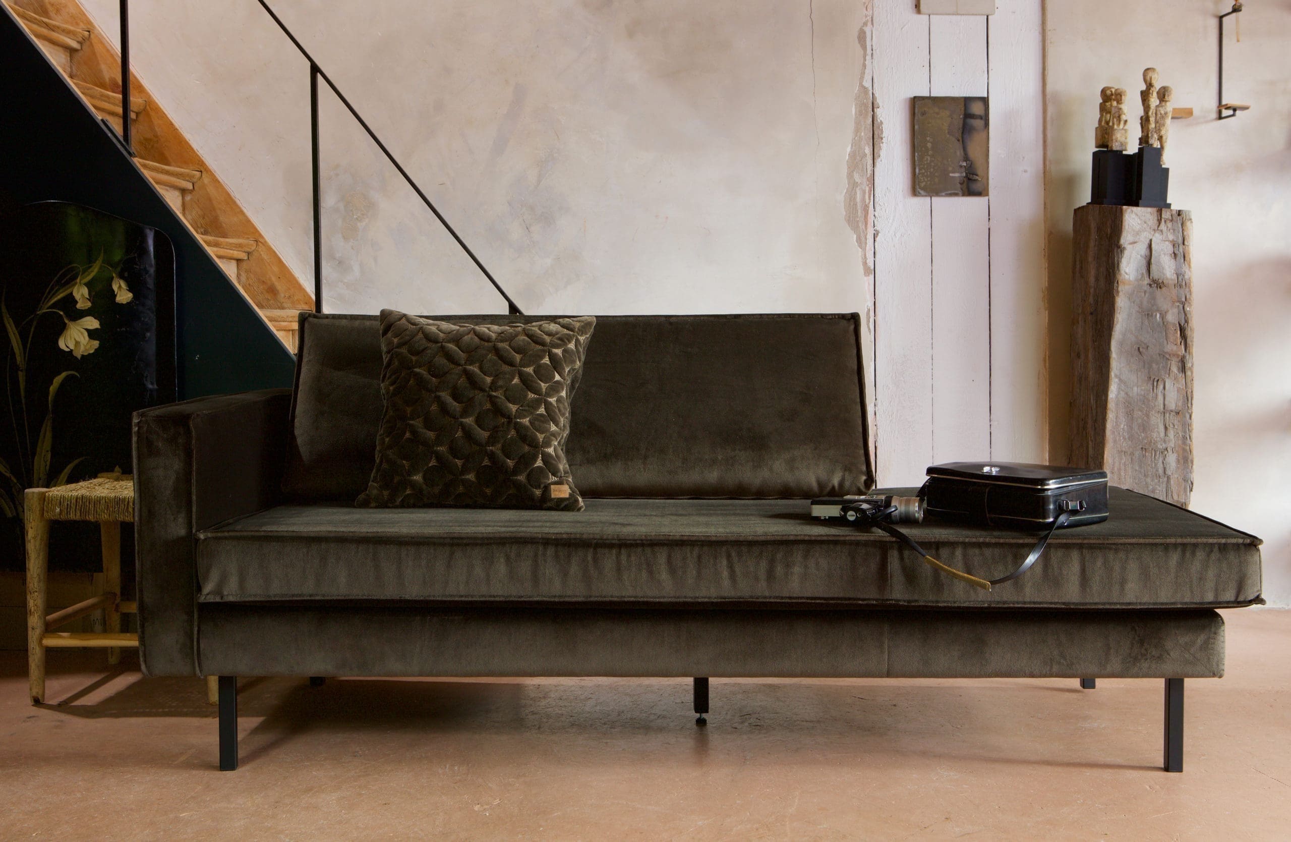 BePureHome Rodeo Daybed Left Velvet Dark Green Hunter Dark green Bank