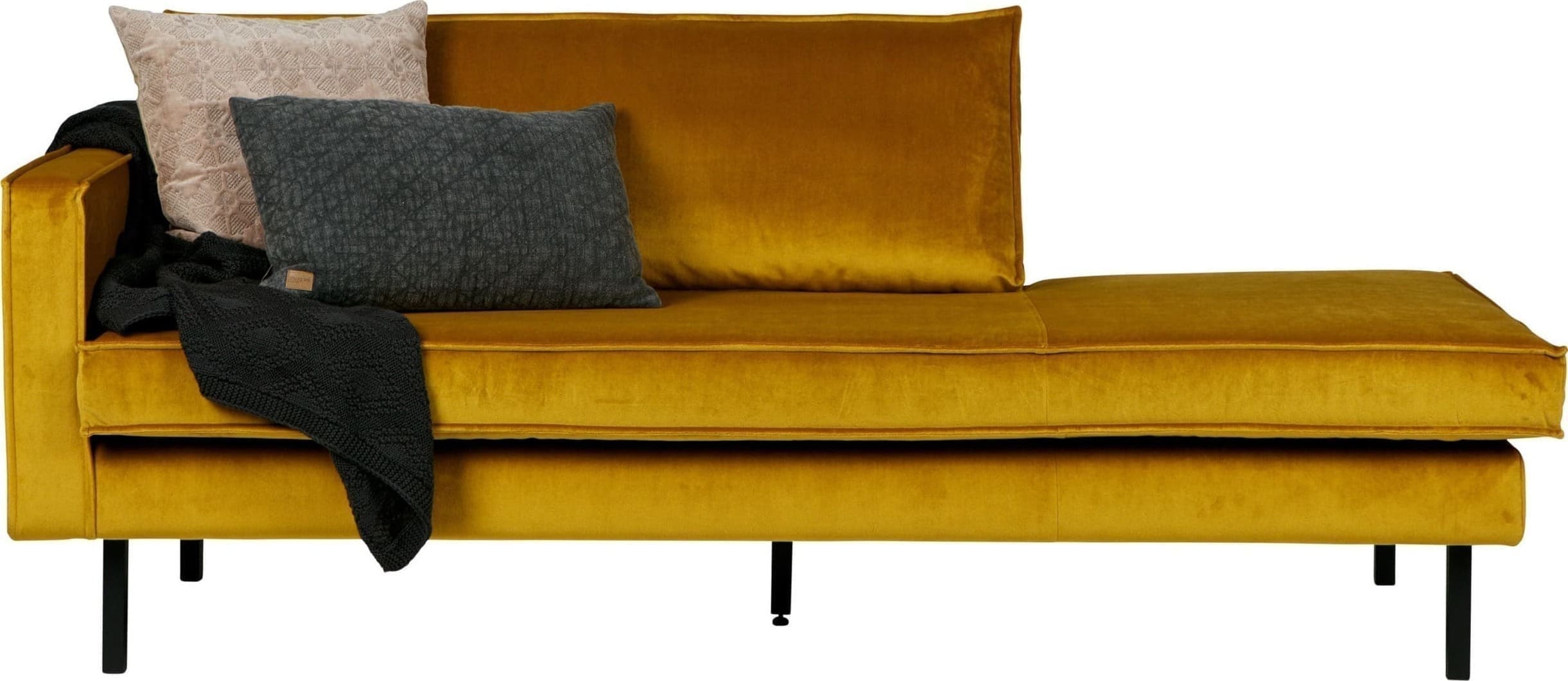 BePureHome Rodeo Daybed Left Velvet Oker Ochre Bank