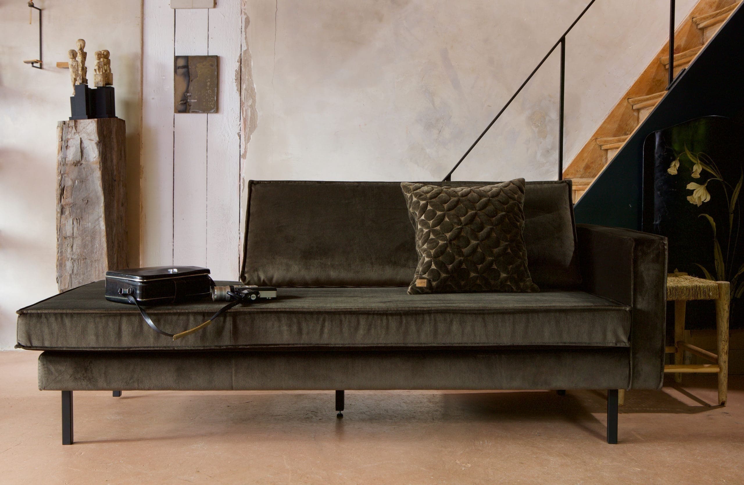 BePureHome Rodeo Daybed Right Velvet Dark Green Hunter Dark green Bank