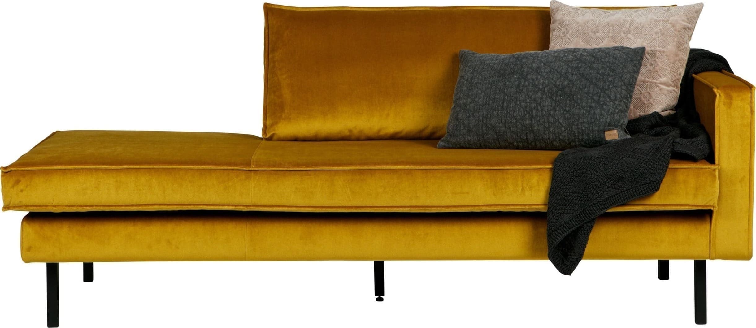 BePureHome Rodeo Daybed Right Velvet Oker Ochre Bank