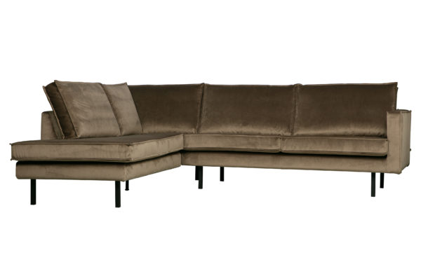 BePureHome Rodeo Hoekbank Links Velvet Taupe Taupe Bank