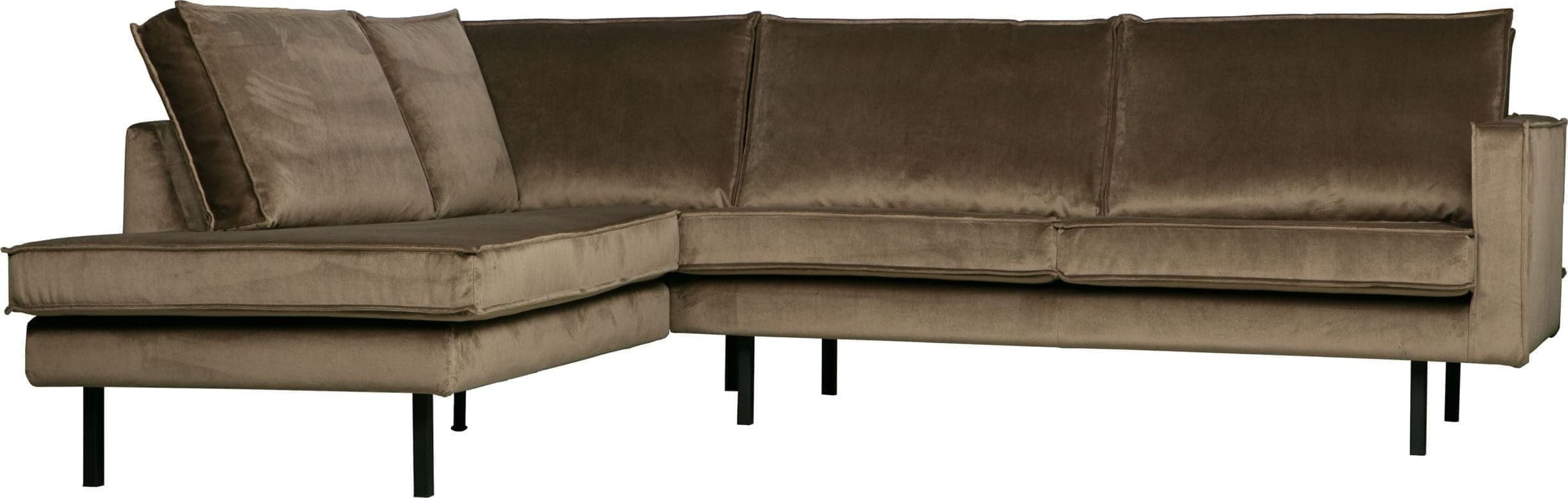 BePureHome Rodeo Hoekbank Links Velvet Taupe Taupe Bank