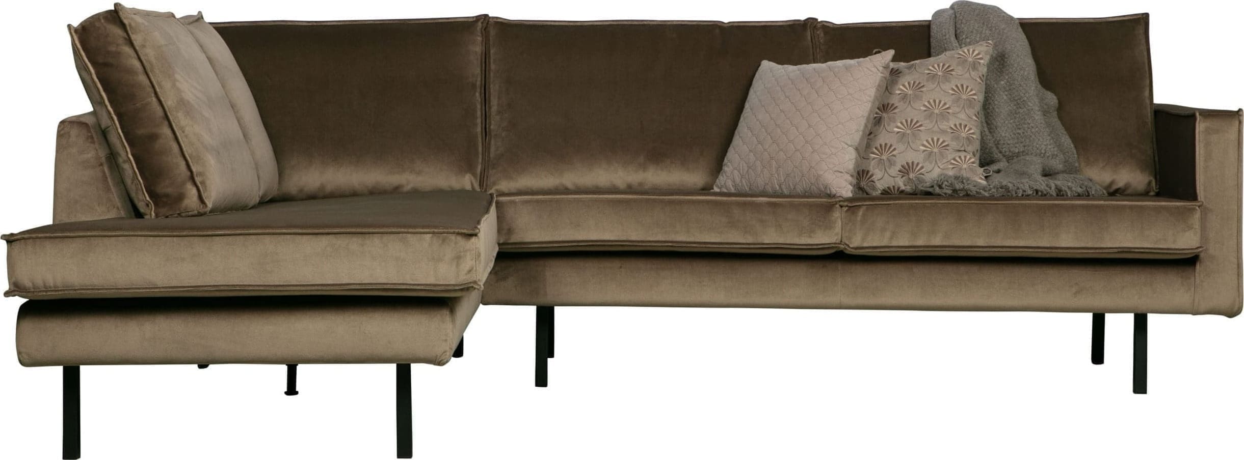 BePureHome Rodeo Hoekbank Links Velvet Taupe Taupe Bank