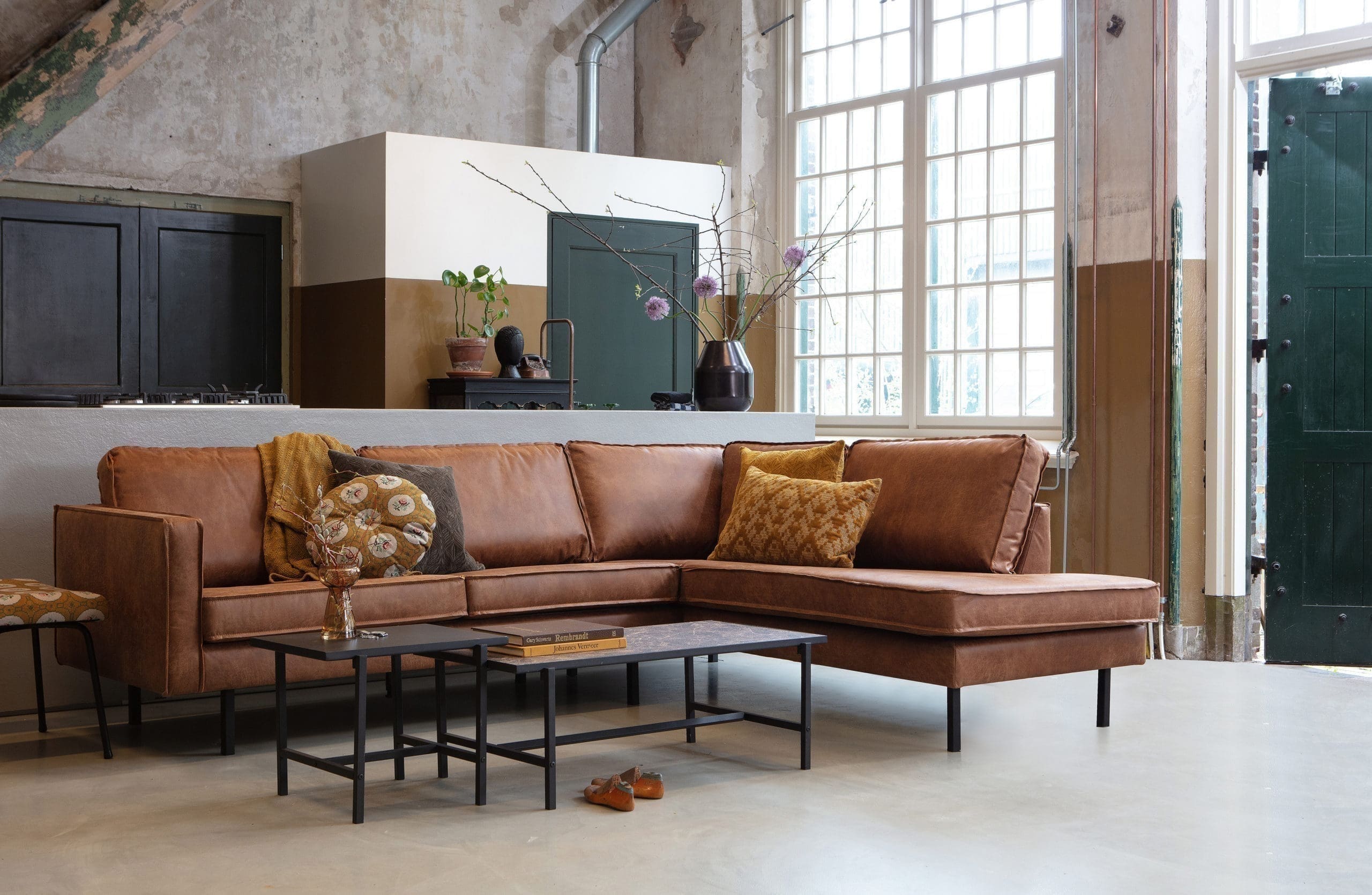 BePureHome Rodeo Hoekbank Rechts Cognac Cognac Bank