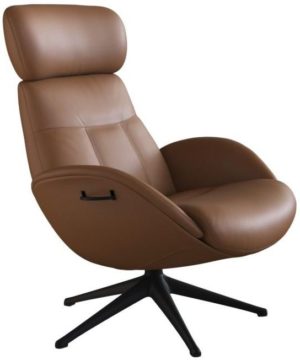 Elegant fauteuil van Flexlux in leder Savoy cognac brown