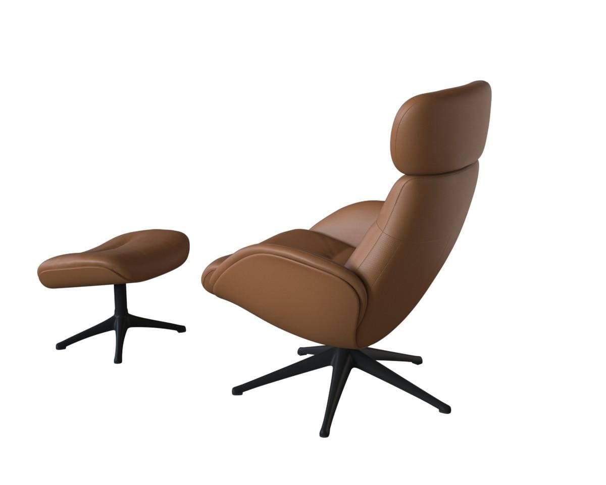 Elegant fauteuil van Flexlux in leder Savoy cognac brown