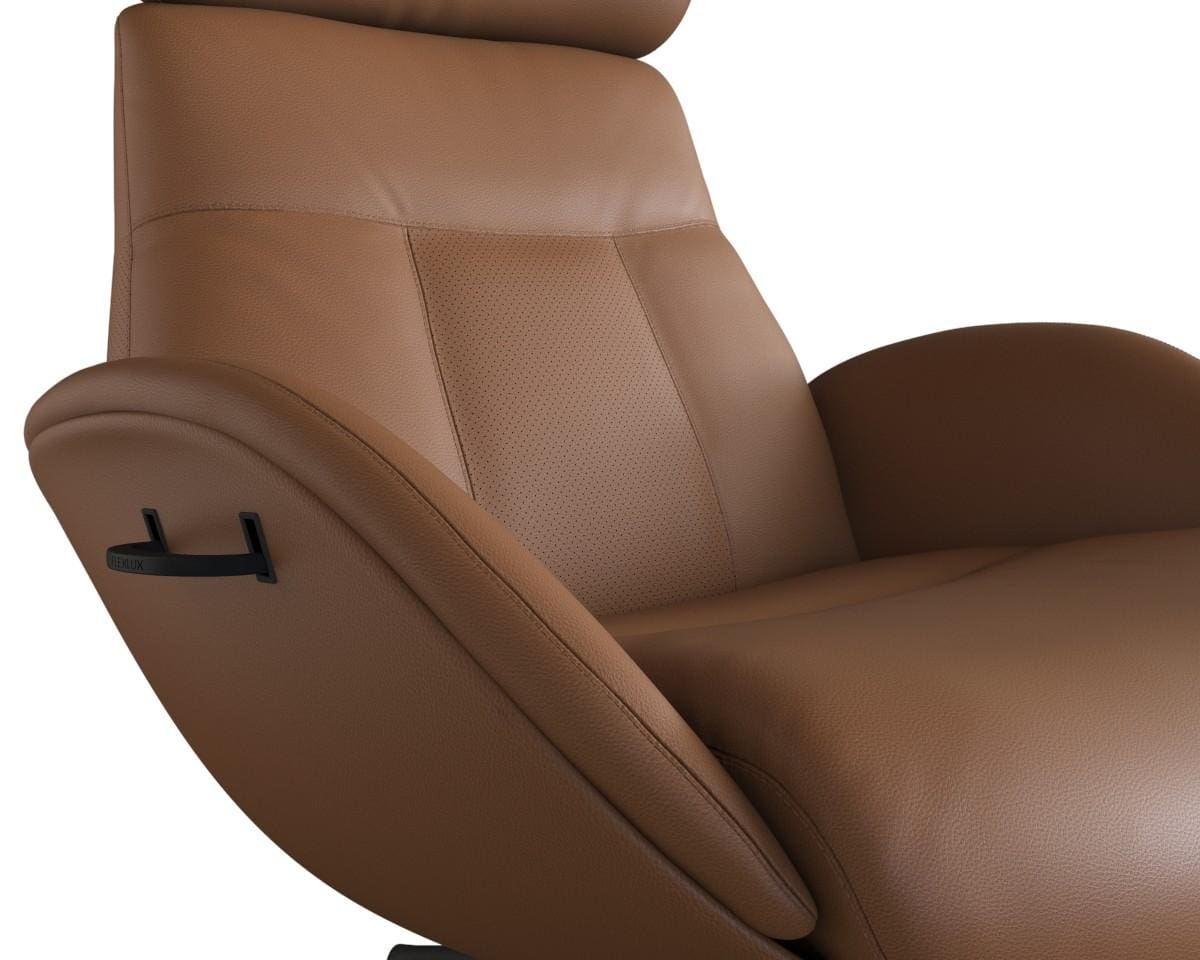 Elegant fauteuil van Flexlux in leder Savoy cognac brown