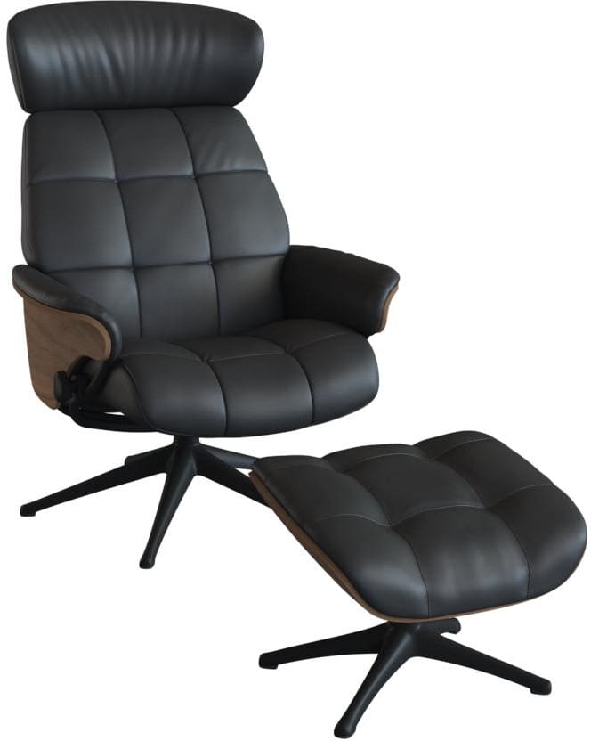 Skagen fauteul van Flexlux in leder Savoy Platin black
