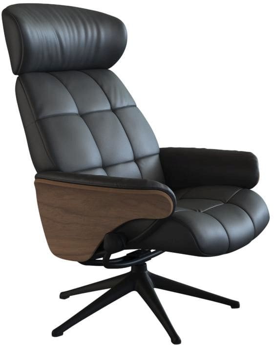 Skagen fauteul van Flexlux in leder Savoy Platin black