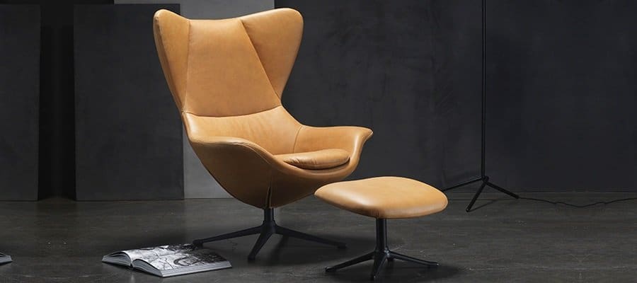 Draaifauteuil Stilo in leder Vintage Old Chest Nutbrown