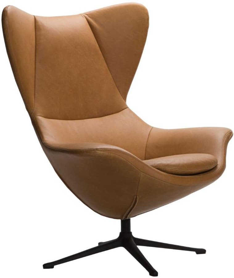 Draaifauteuil Stilo in leder Vintage Old Chest Nutbrown