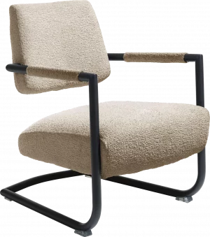 Xooon Zeno fauteuil - ronde buis swing ROB - stof Malmo - boucle - creme Fauteuil