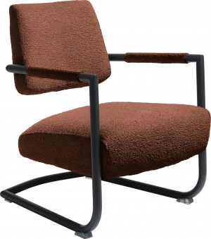 Xooon Zeno fauteuil - ronde buis swing ROB - stof Malmo - boucle - koper Fauteuil