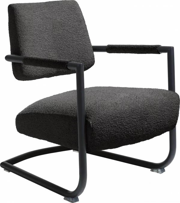 Xooon Zeno fauteuil - ronde buis swing ROB - stof Malmo - boucle - zwart Fauteuil