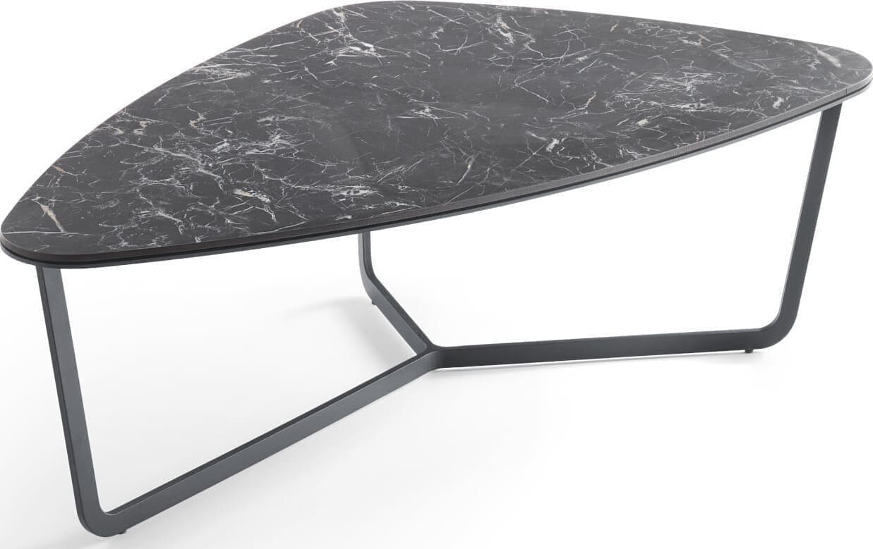 Salontafel Dutchz 703 98x62 met een keramieken blad in de kleur Saint Laurant zwart en zwart metalen onderstel in de kleur ral 9004