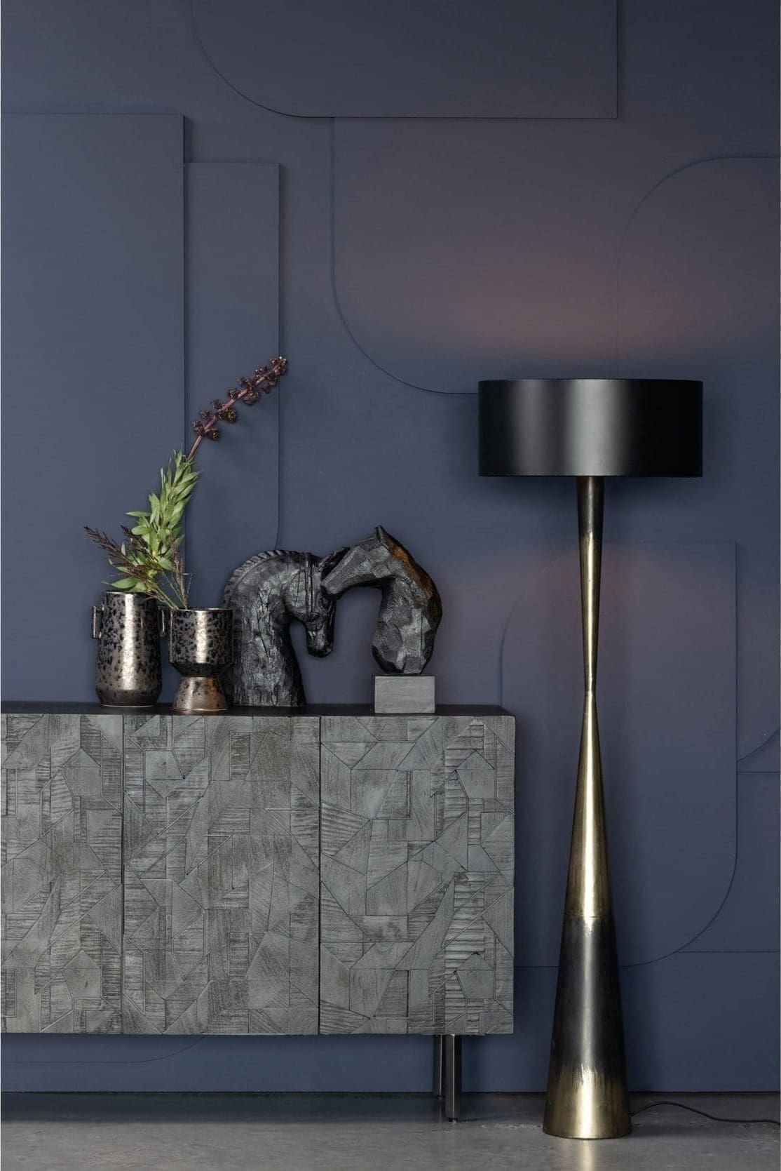 BePureHome Blackout Too Staande Lamp Metaal Zwart/brass Black/brass Lamp