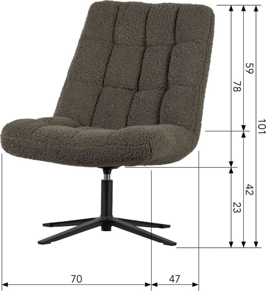 WOOOD Job Draaifauteuil Teddy Groen Green Bank