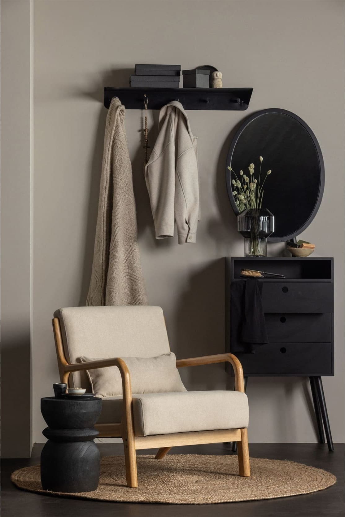 WOOOD Mark Fauteuil Geweven Stof Naturel Natural Bank