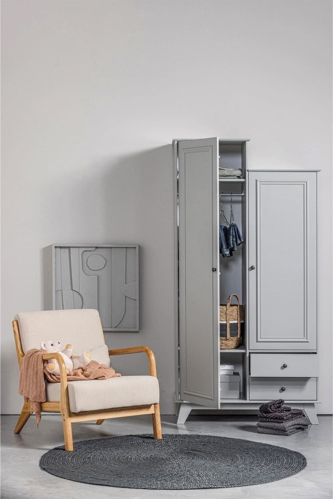 WOOOD Mark Fauteuil Geweven Stof Naturel Natural Bank