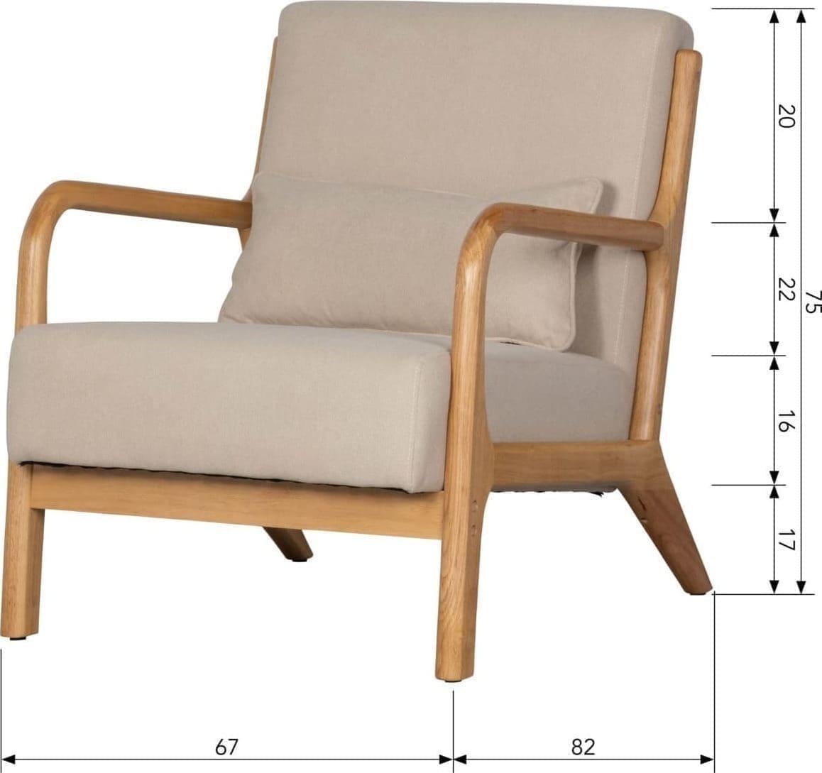 WOOOD Mark Fauteuil Geweven Stof Naturel Natural Bank