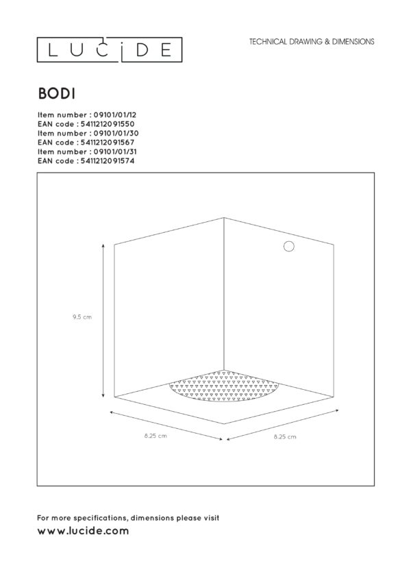 Bodi plafondspot Ã¸ 8 cm 1xgu10 - zwart Lucide Plafondspot 09101/01/30