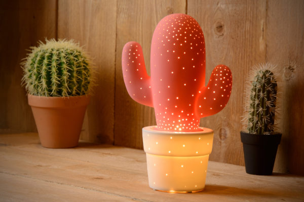 Cactus tafellamp Ã¸ 20 cm 1xe14 - roze Lucide Tafellamp 13513/01/66