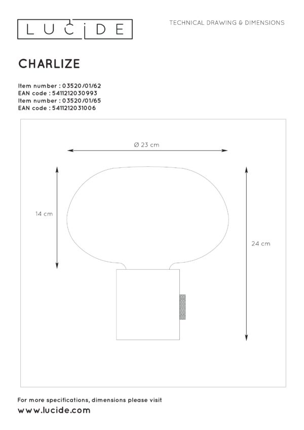 Charlize tafellamp Ã¸ 23 cm 1xe27 - groen Lucide Tafellamp 03520/01/62