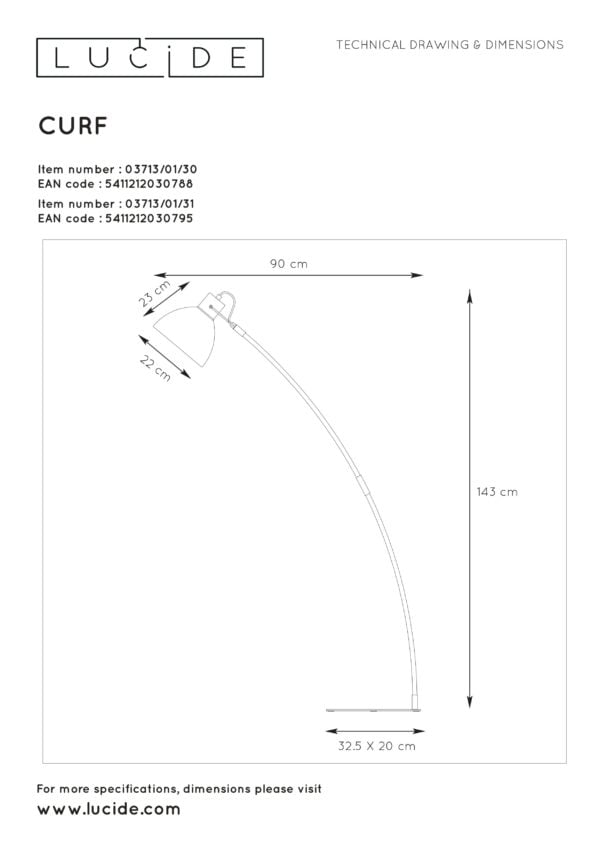 Curf leeslamp 1xe27 - licht hout Lucide Vloerlamp 03713/01/30