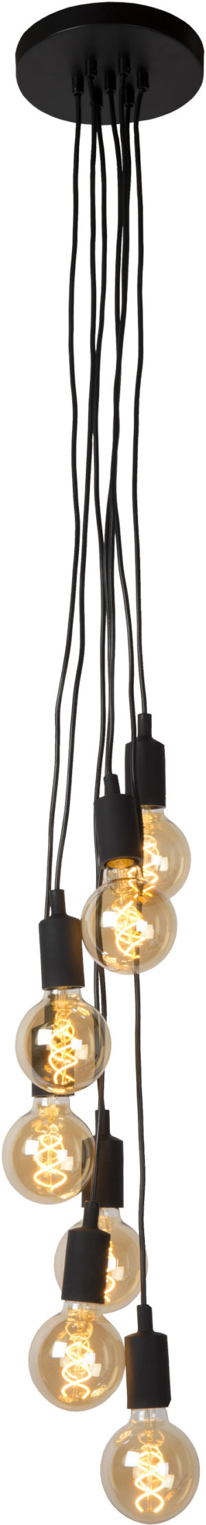 Fix multiple hanglamp 7xe27 - zwart Lucide Hanglamp 08408/07/30