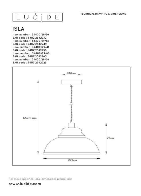 Isla hanglamp Ã¸ 29 cm 1xe14 - roze Lucide Hanglamp 34400/29/66