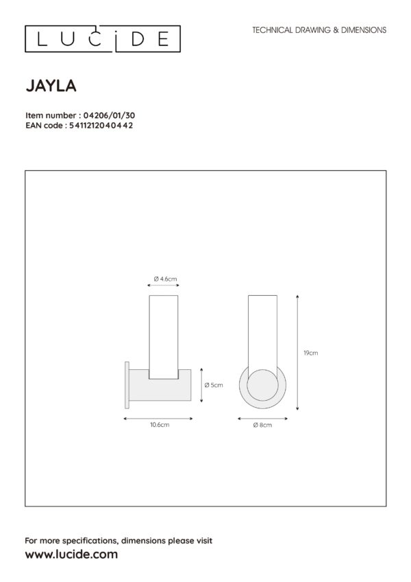 Jayla wandlamp badkamer 1xg9 ip44 - opaal Lucide Wandlamp 04206/01/30