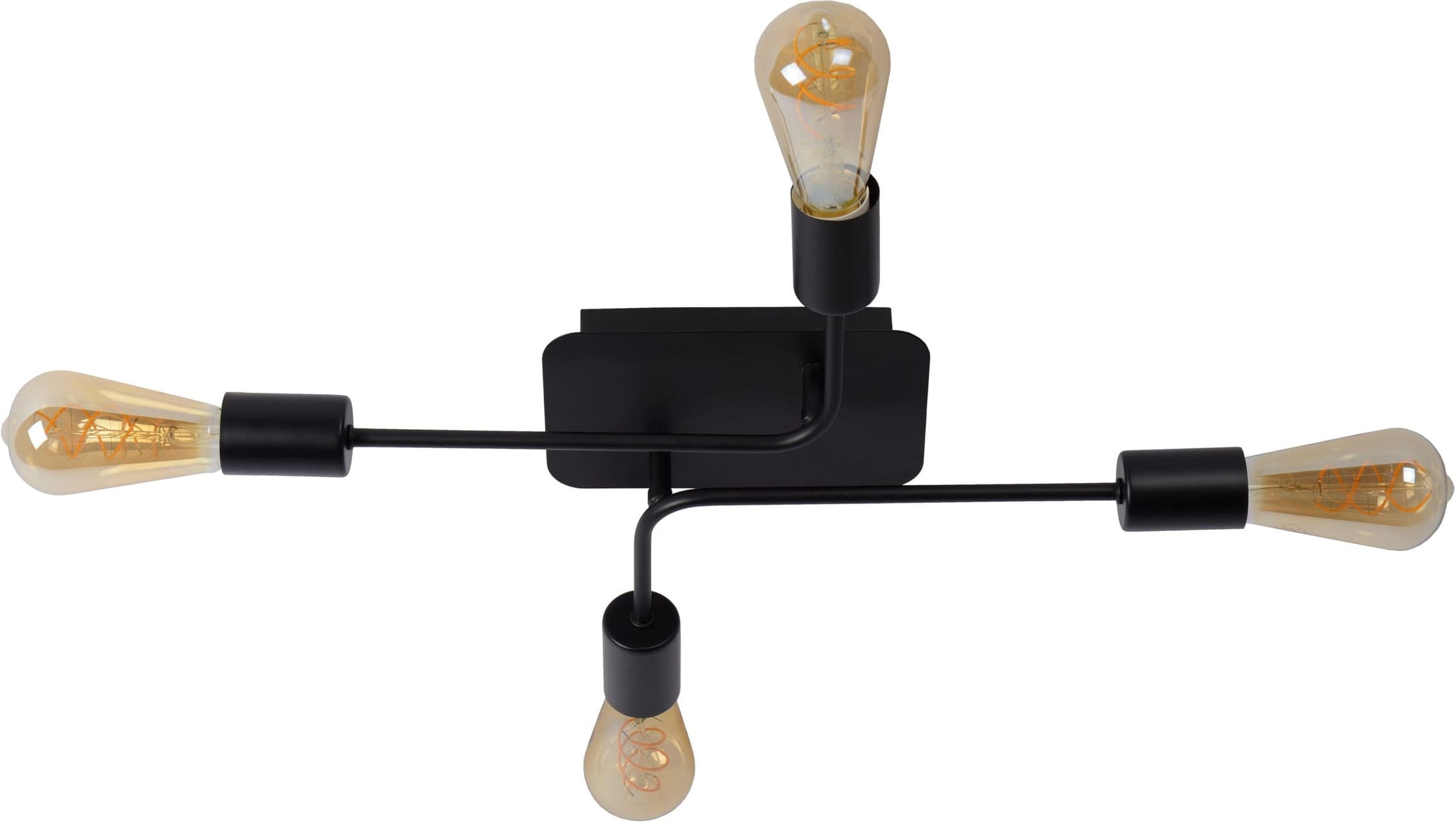 Lester Plafonnière 4xe27 - Zwart Lucide Plafondlamp 21118/04/30