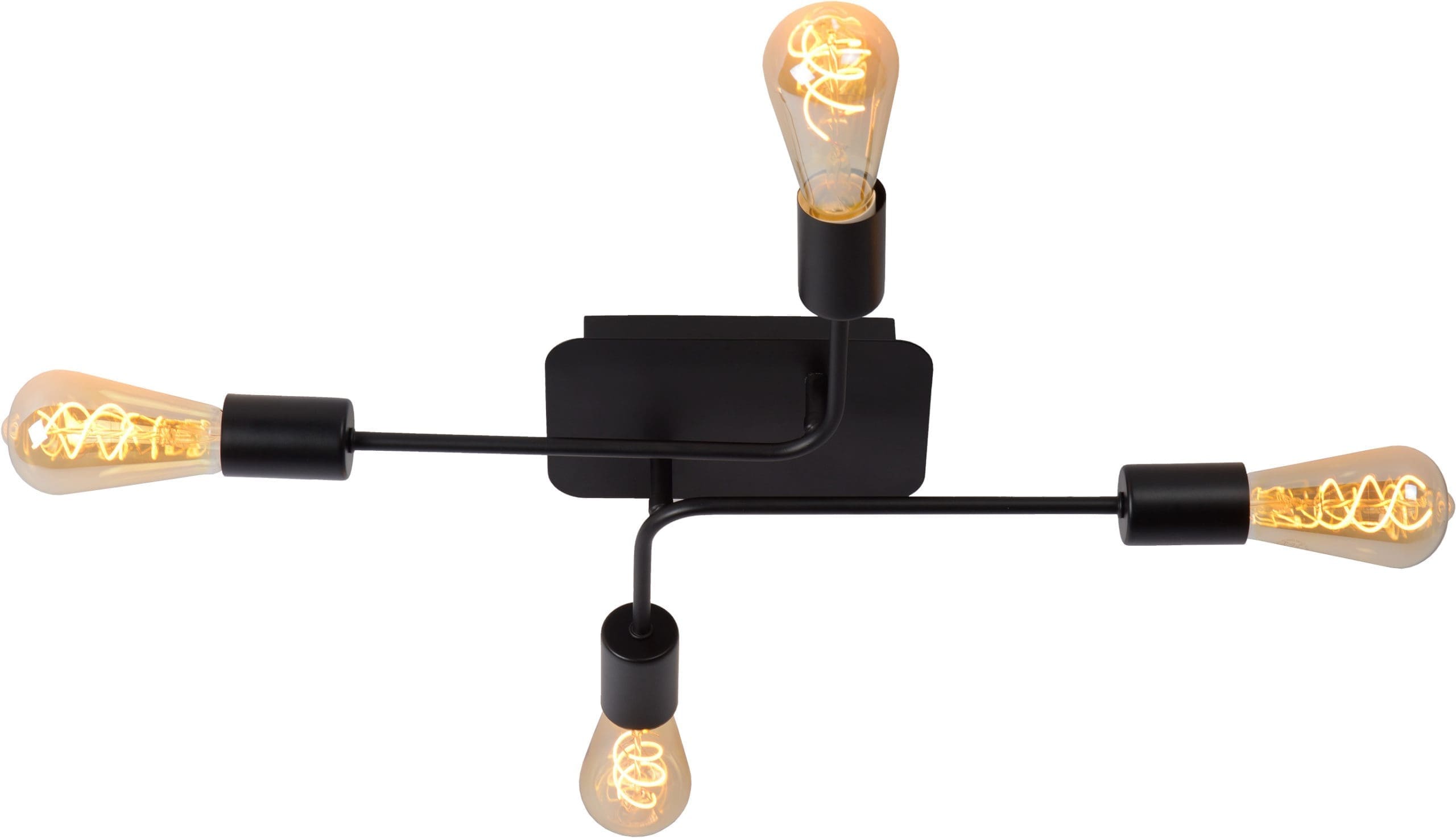 Lester Plafonnière 4xe27 - Zwart Lucide Plafondlamp 21118/04/30