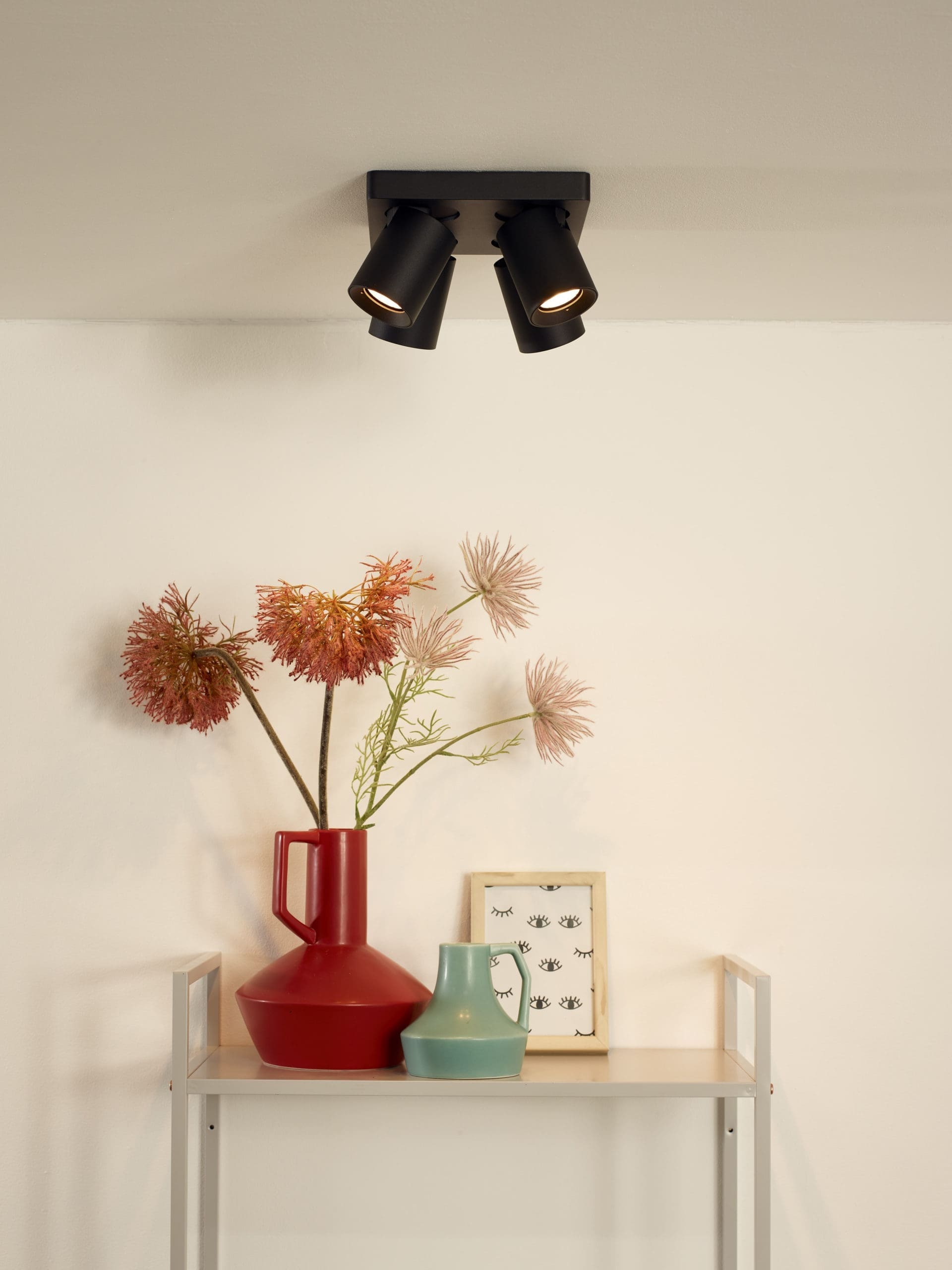Nigel Plafondspot Led Dim To Warm GU10 4x5w 2200k/3000k - Zwart Lucide Plafondlamp 09929/20/30