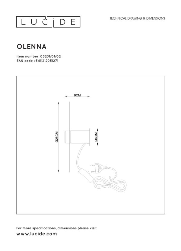 Olenna wandlamp Ã¸ 25 cm 1xe27 mat goud / - mat goud / messing Lucide Wandlamp 05231/01/02