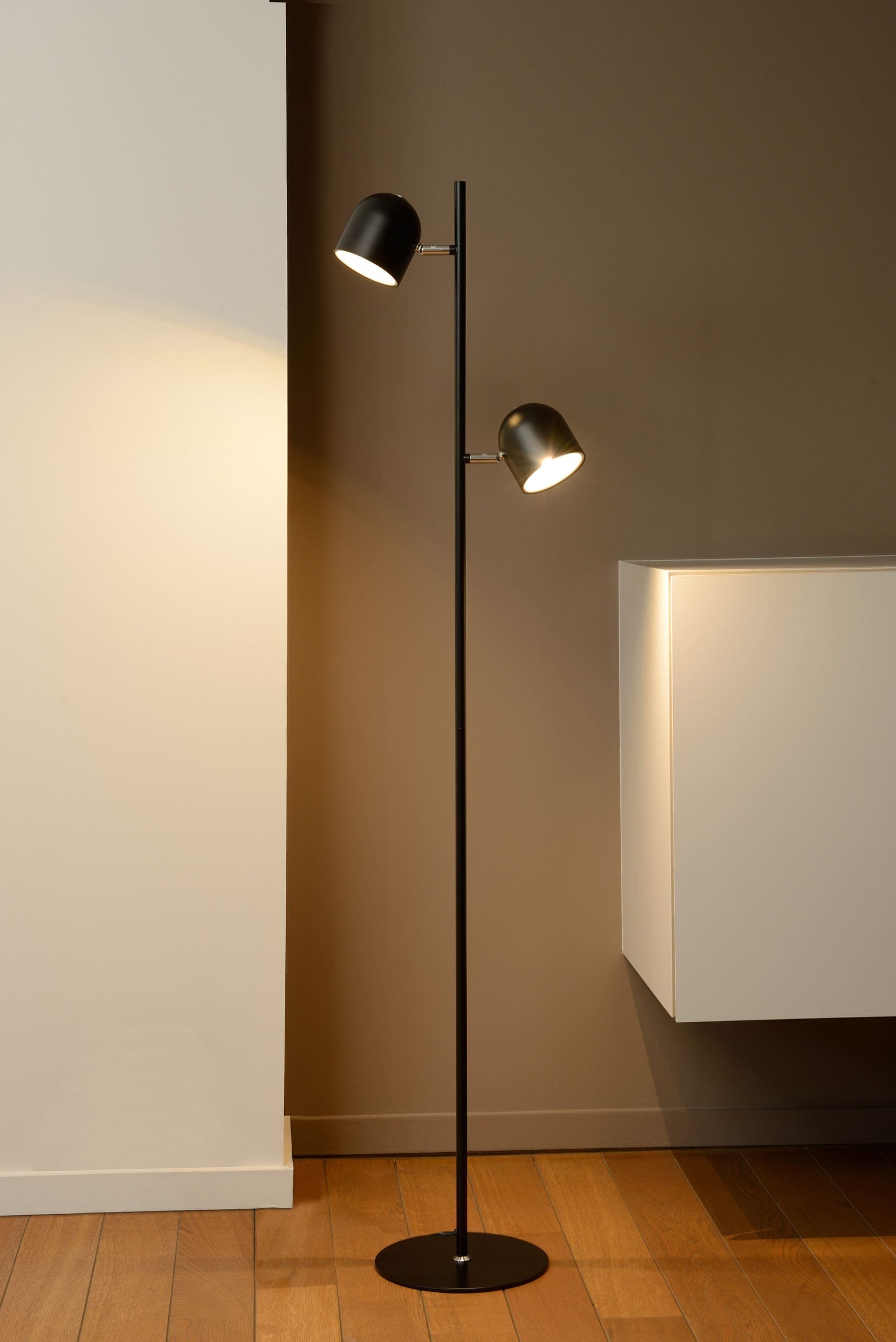 Skanska Vloerlamp Led Dimb. 2x5w 3000k - Zwart Lucide Vloerlamp 03703/10/30