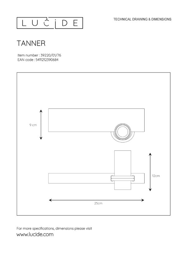 Tanner wandlamp 1xe27 - hout Lucide Wandlamp 39220/01/76