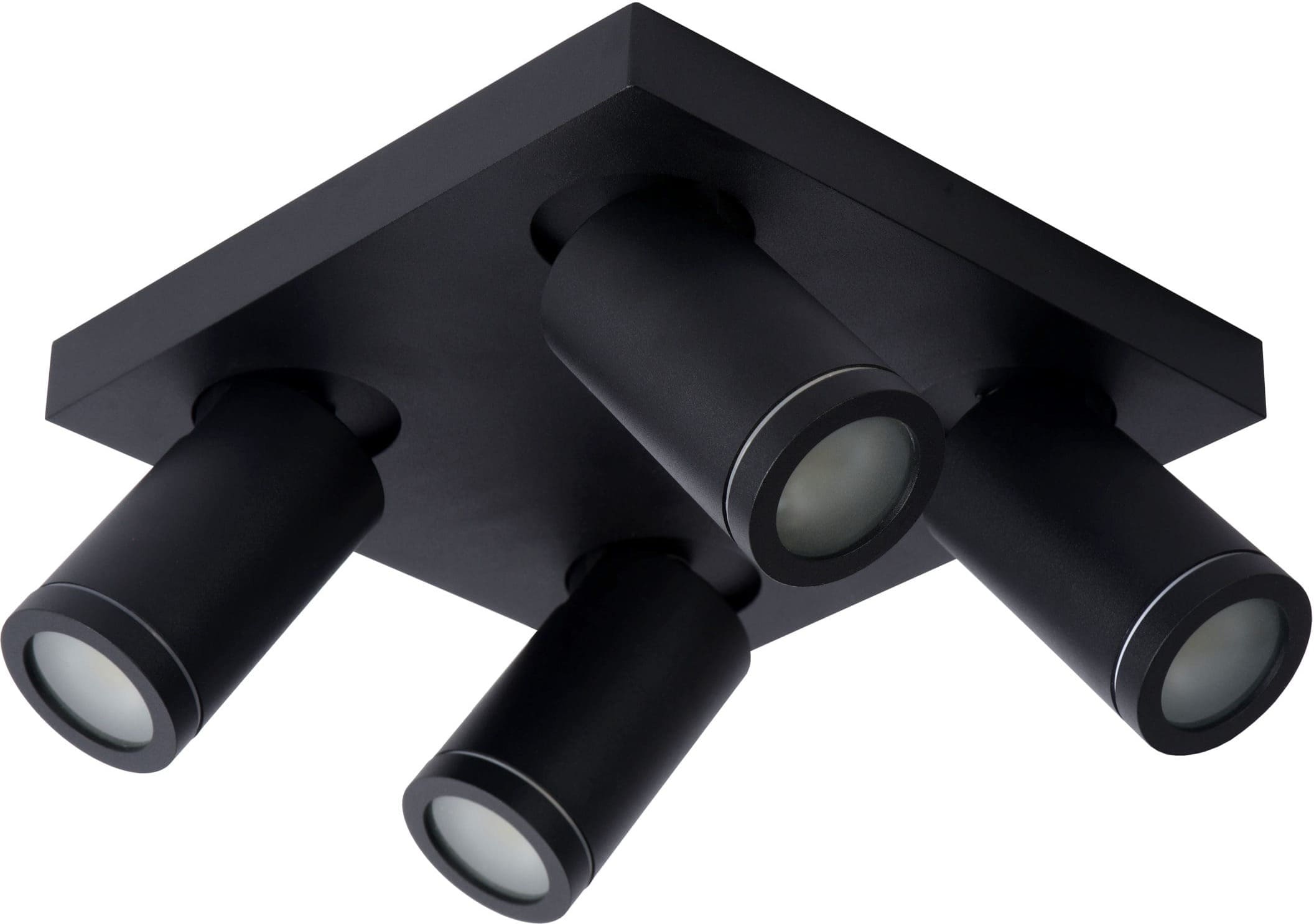 Taylor Plafondspot Badkamer Led Dim To Warm GU10 4x5w 2200k/3000k IP44 - Zwart Lucide Plafondlamp 09930/20/30